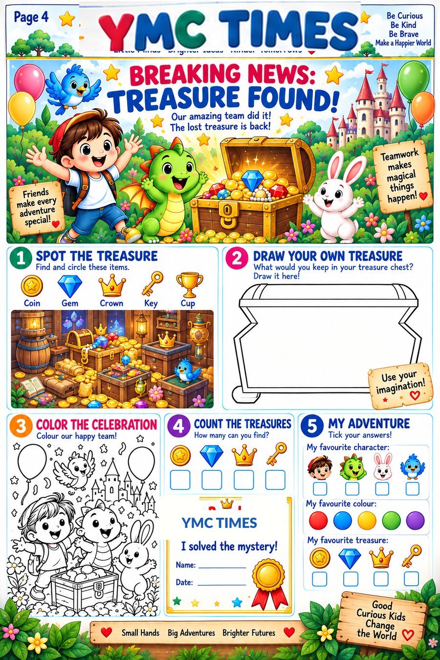 Treasure found page from the Little Desk Times